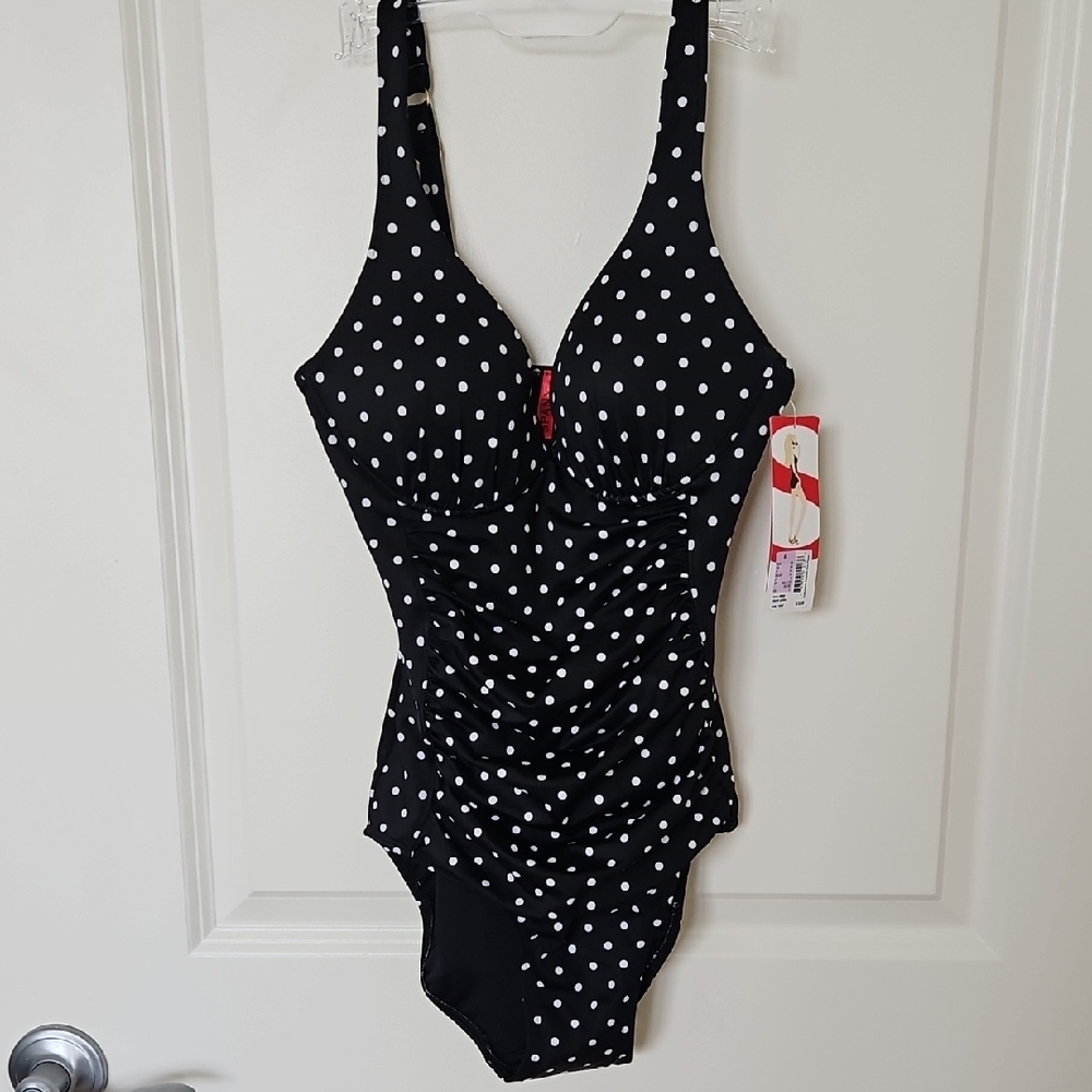 SPANX Polka Dot Shaping Swimsuit, 6